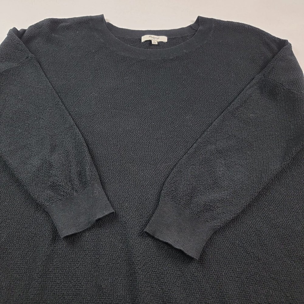 Madewell Knit Top Black Boat Half Sleeve Neck Stretch Santana Knit Size M - Picture 5 of 6